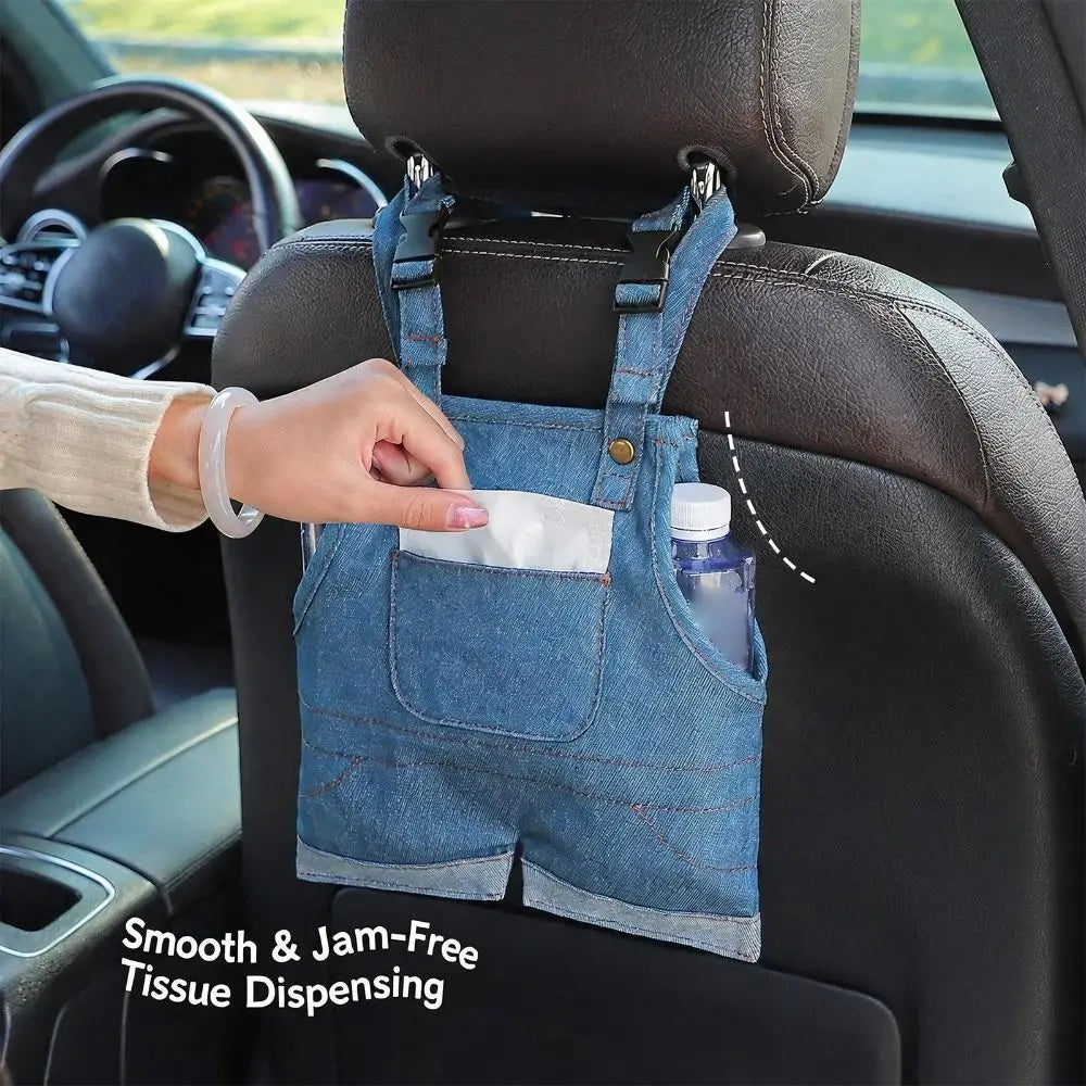 1 Design Jeans Shape Car Tissue Box Creative Denim Overalls Storage Zpaxo