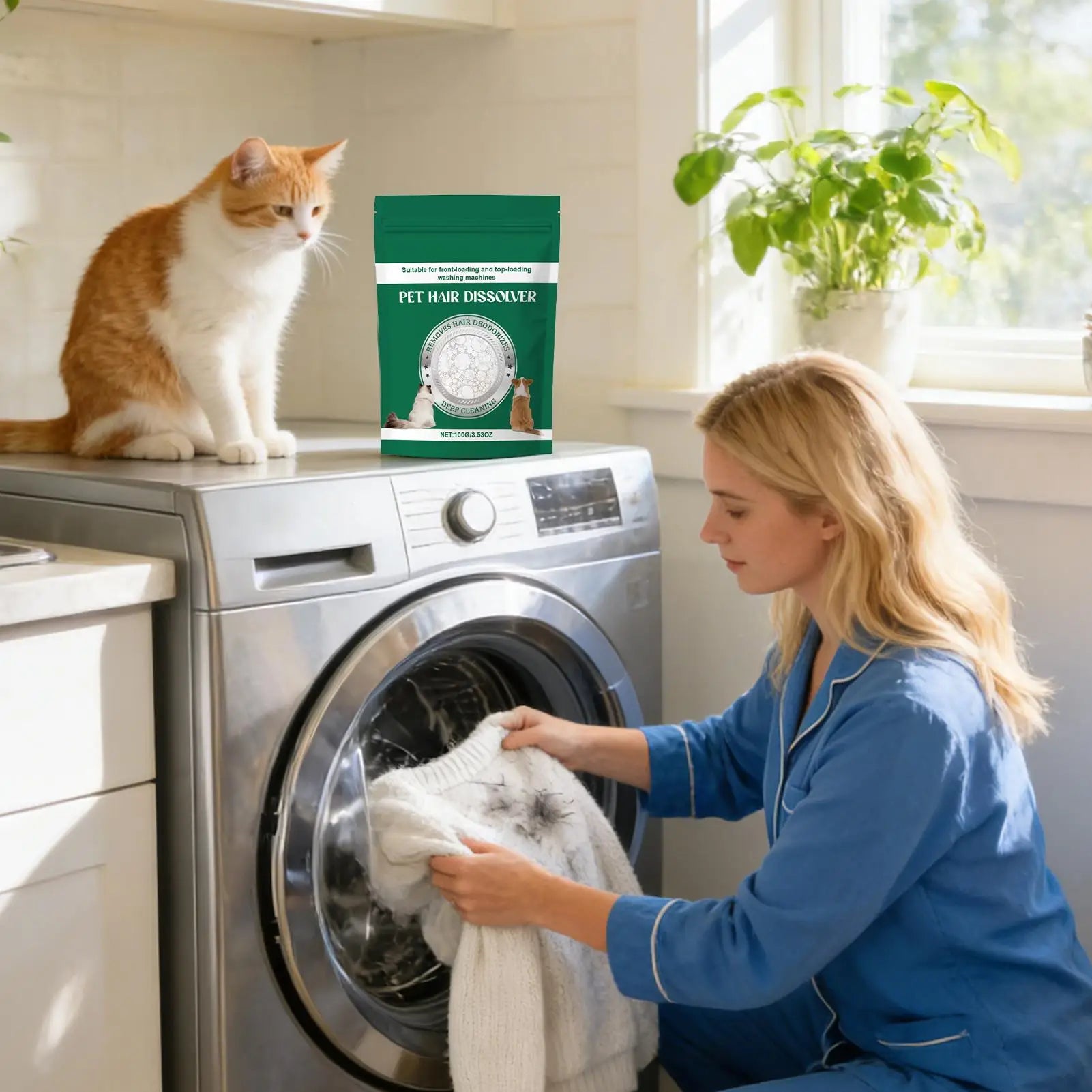 Pet Hair Remover Powder Laundry Detergent Additive Lint Dissolver Cat