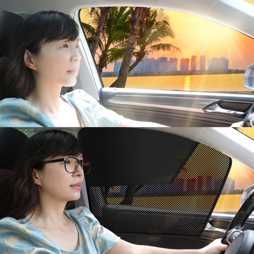 Magnetic Side Window Sun Shades Light Blocking Car Net Visor Summer