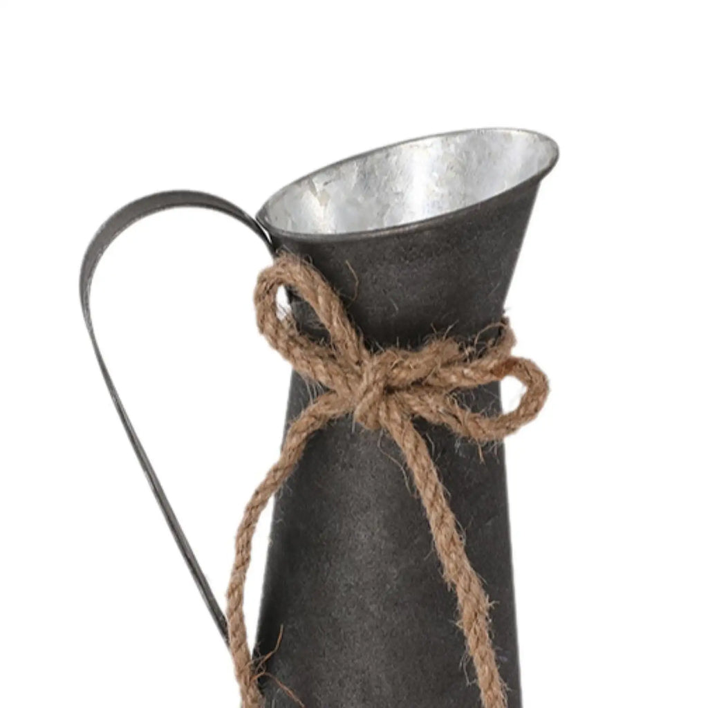 Galvanized Iron Milk Jug Vase – Rustic Farmhouse Dried Flowers Decorative Metal Vase Zpaxo