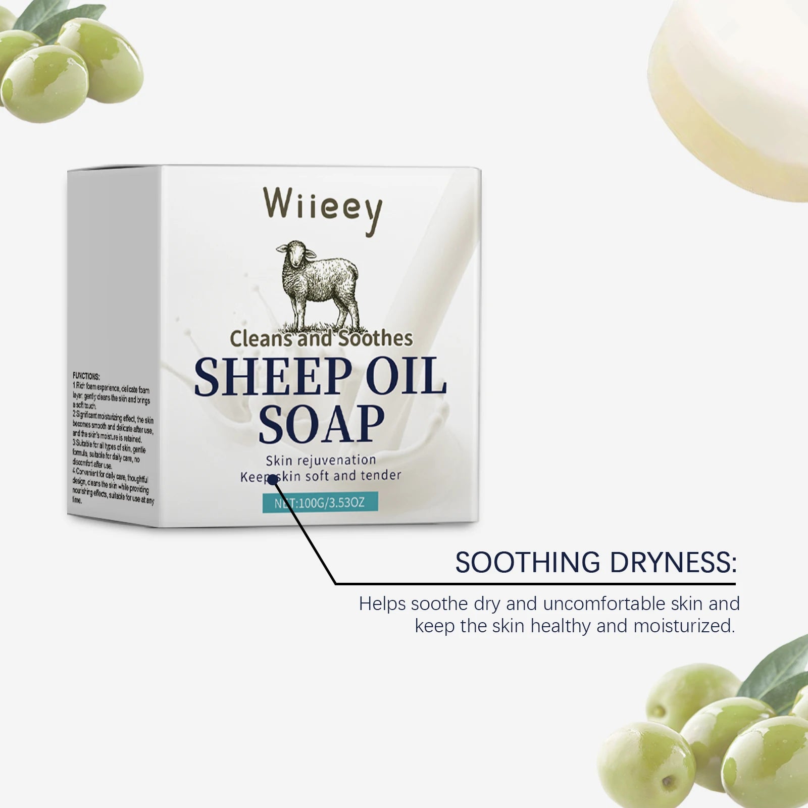 Lanolin Moisturizing Soap - Gentle, Refreshing & Oil-Control Soap for Body Cleansing, Facial Cleansing and Bathing Zpaxo