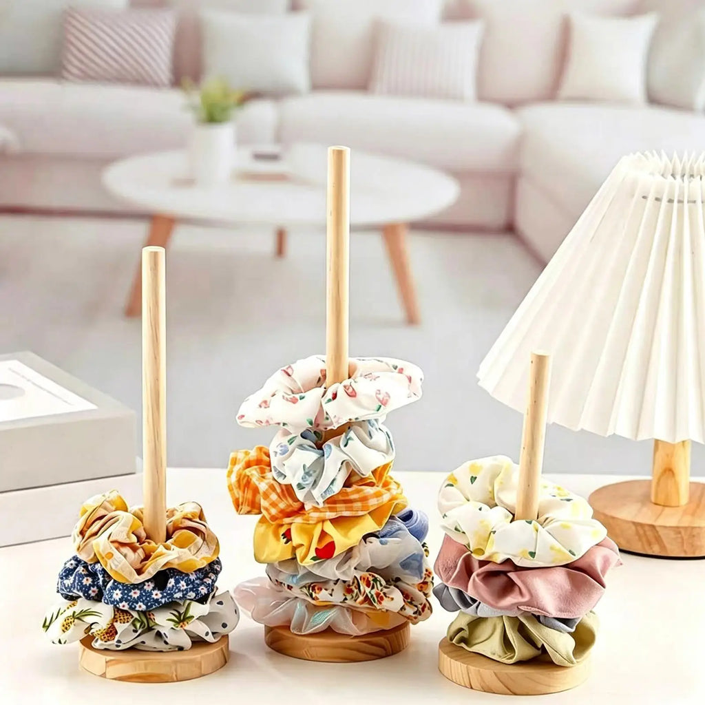 Wooden Scrunchie Stand Hair Tie Organizer Accessory Holder Jewelry