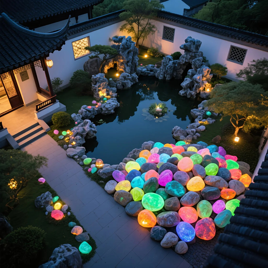 Oversized Glowing Resin Stones Large Bright Luminous Stone Garden