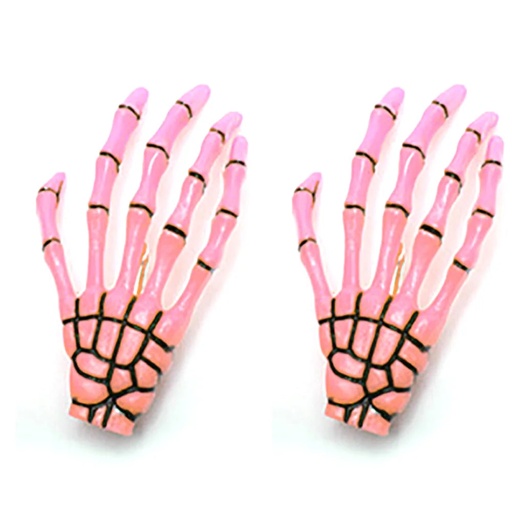 Creative Design Hair Accessories Hand Bone Halloween Clips Claw Zpaxo pink