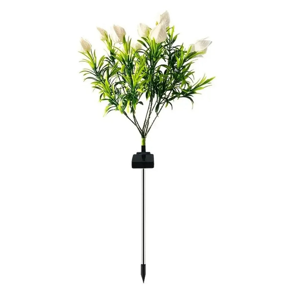 Solar Powered Gardenia Flower Lamp Decoration Waterproof Balcony Home Zpaxo white