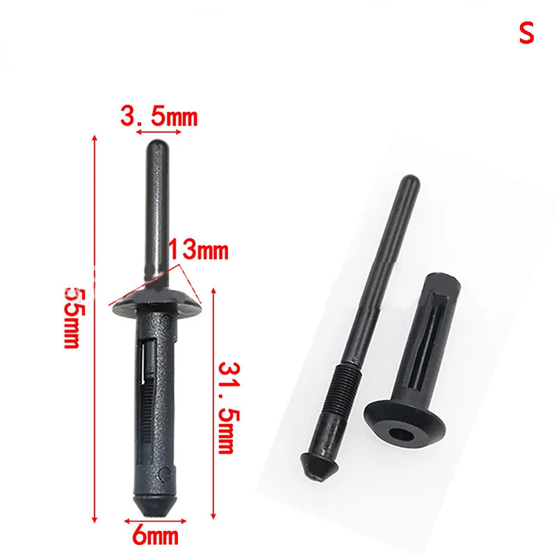 10-Pack Black Plastic Blind Rivet Clips – Auto Trim Fasteners