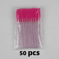 50pcs Crystal Silicone Eyelash Brush Lash Makeup Brushes Eyebrow Comb Eyelashes Extension Spoolie Microbrush Cosmetics Tool Zpaxo RoseRed