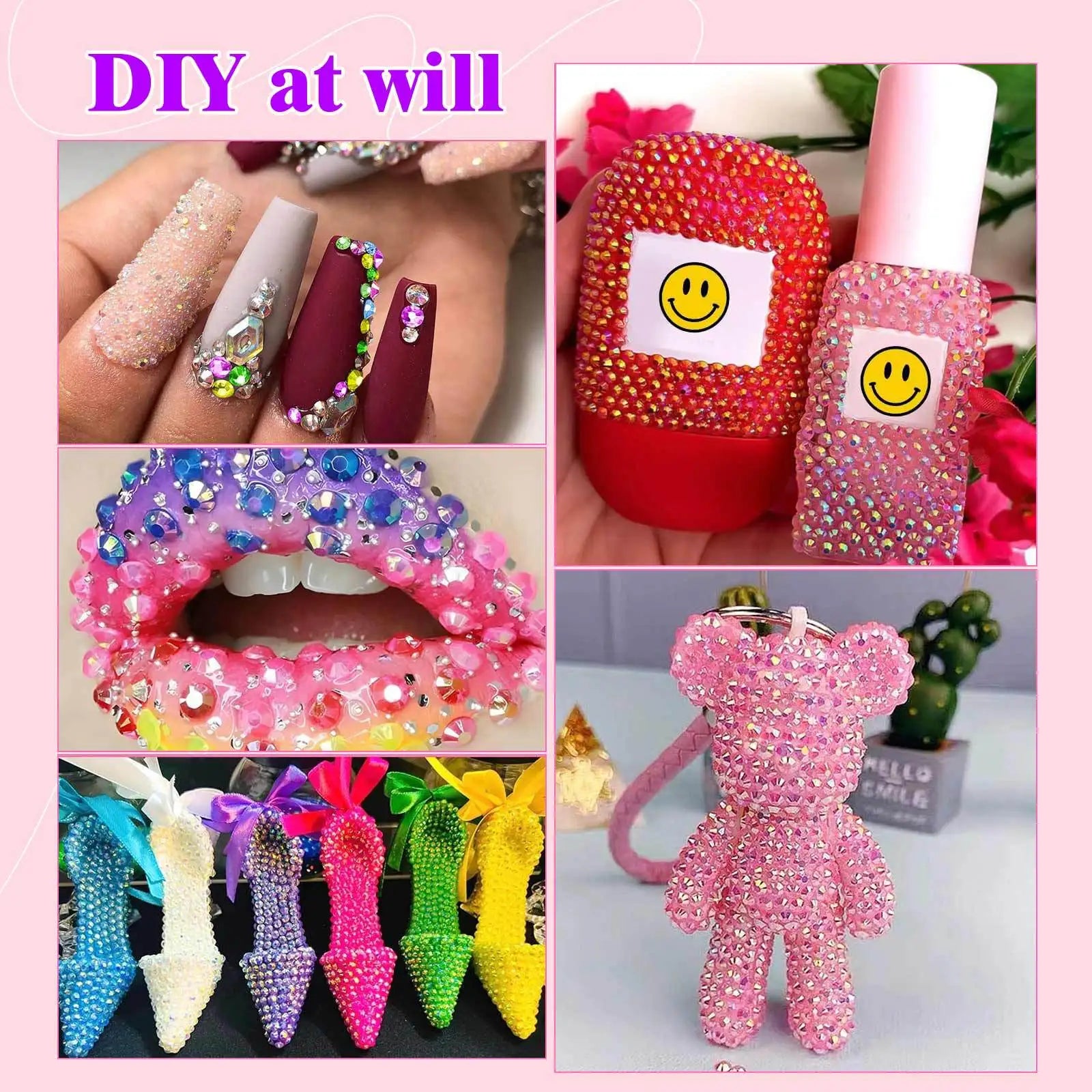 40 Colors Resin Rhinestone Bedazzling Kit 3mm Small, Jelly Rhinestone Kit for Bedazzling Flatback Gems, for Clothes Nail Book Di Zpaxo