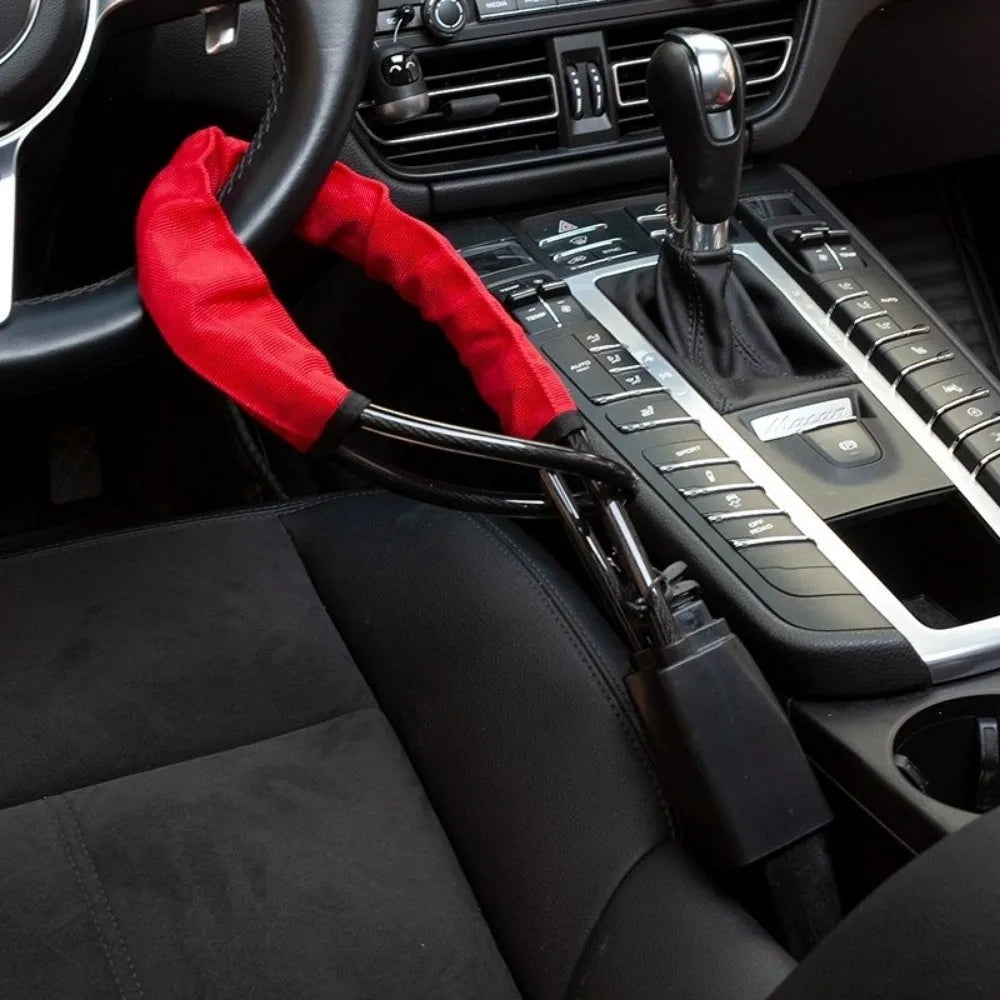 Sturdy Lock Car Steering Wheel Lock Bold Steel Cable Security Steering Wheel Lock Steel Rope with 2 Keys Zpaxo