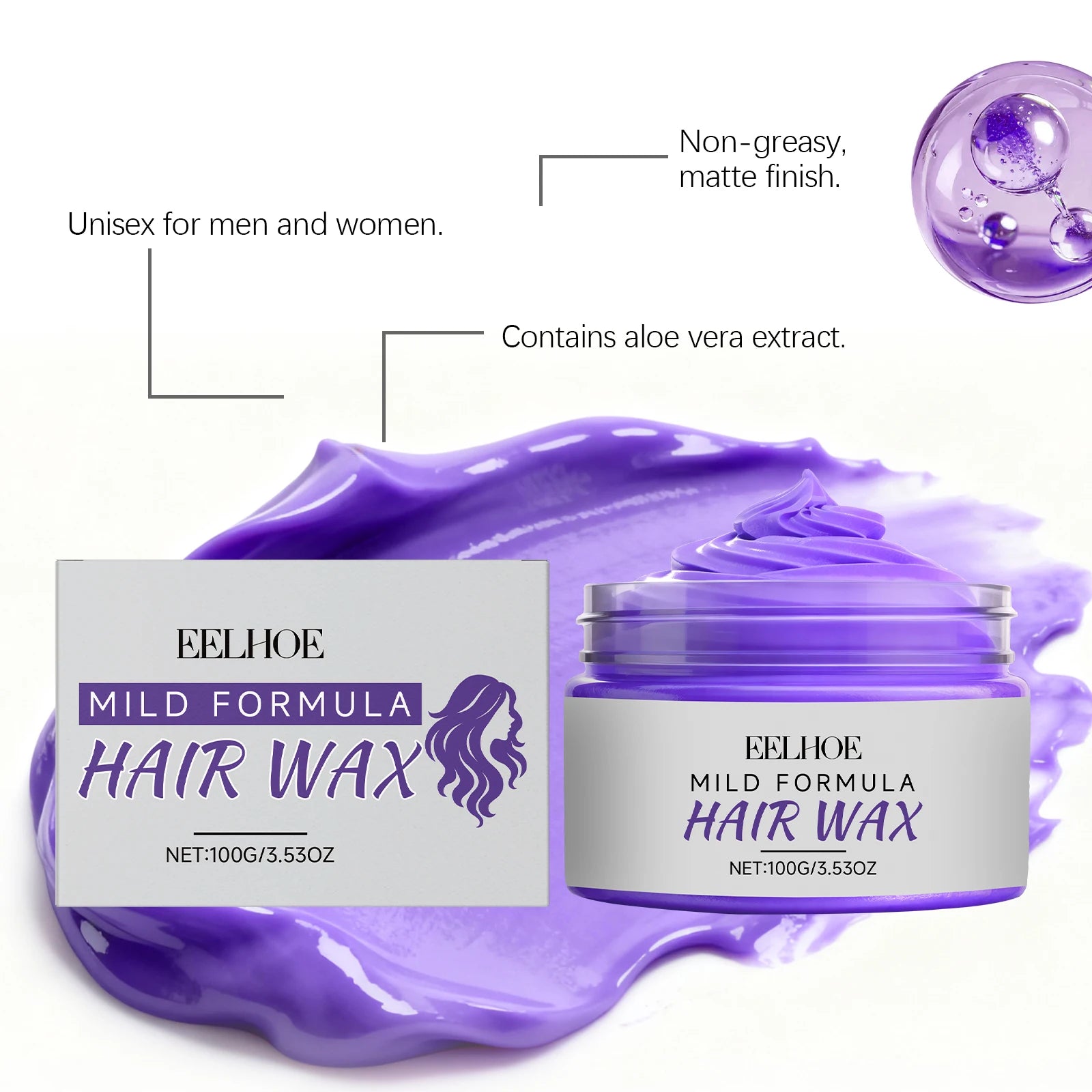Purple Instant Hair Color Cream – Matte Pomade for Men & Women Hair Color Pomade Zpaxo