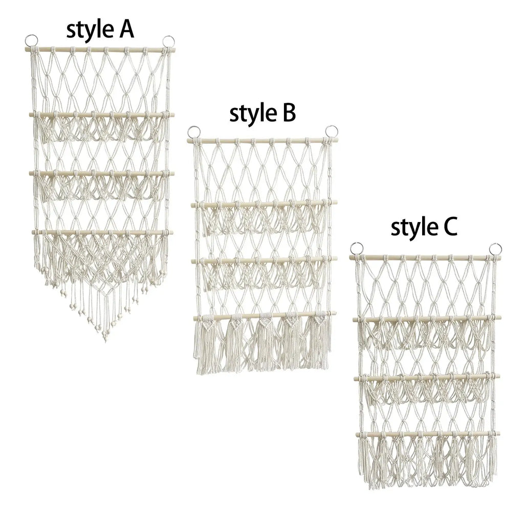 Stuffed Animals Storage Hammock with Tassels Macrame Organizing Plush Toy Organizer Handwoven for Home Decor Nursery Playroom Zpaxo