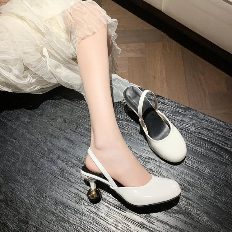 Designer Cover Toe Women Sandals Concise Party Dress Singbacks Pumps Summer Strange Style Women's Sandalias Zpaxo WHITE 41