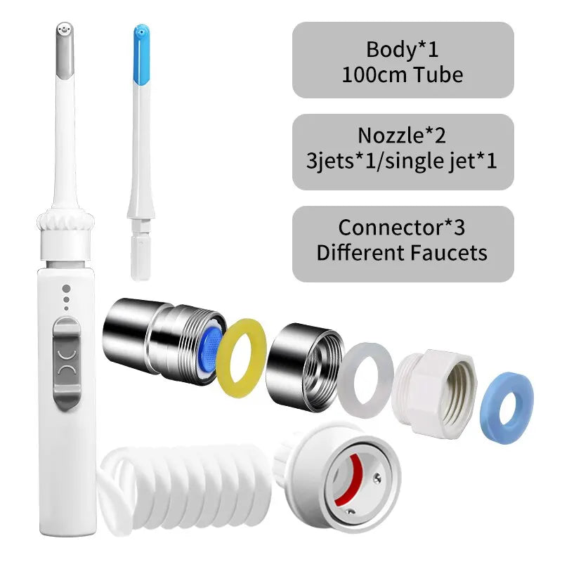 Faucet Dental Scaler Home Portable Dental Scaler No Power Supply For Tartar Removal Oral Cleaning Water Dental Floss Zpaxo 2 Nozzles Type