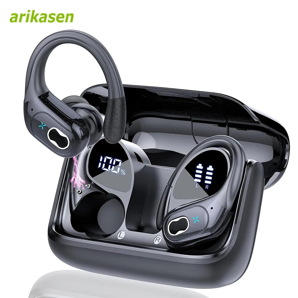 Bluetooth 5 3 Headphones 2024 Wireless Earbuds 75hrs Sport Earphone Zpaxo black