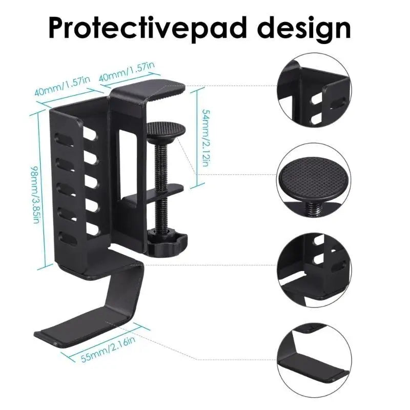 652F Desk Side Storage Headphone Holder Laptop Organisers Accessories Zpaxo