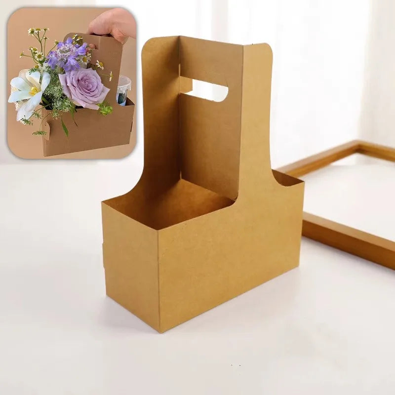 Kraft Paper Hand Flower Box – Bouquet & Gift Carrier Bag
