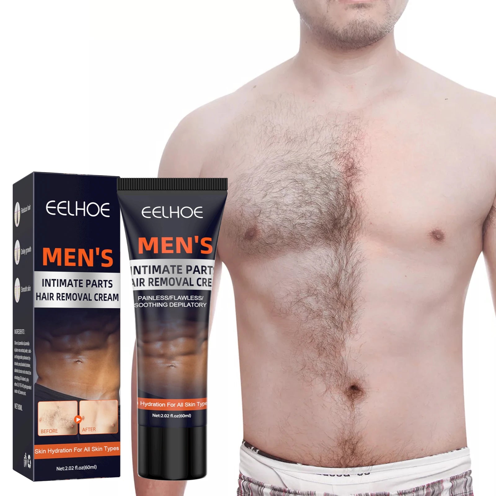 Men's Hair Removal Cream, Gentle & Non-Irritating, For Chest, Armpit & Leg Hair, Smooth Full-Body Hair Removal Cream for Men Zpaxo