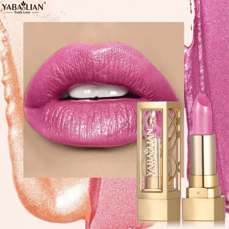 12 Gold Tube Lipstick Matte Pearlescent Glitter Shiny Velvet
