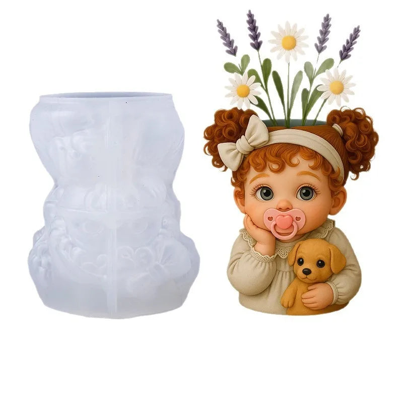 3D Baby & Dog Silicone Mold – DIY Resin, Gypsum & Candle Craft Silicone Craft Mold Zpaxo