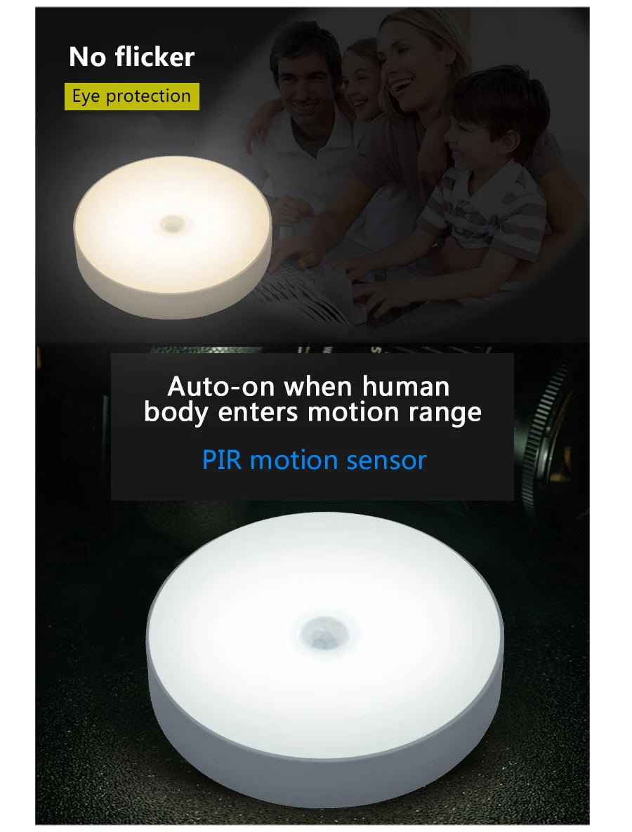USB Rechargeable Motion Sensor LED Night Light Wireless Lamp Kitchen Zpaxo