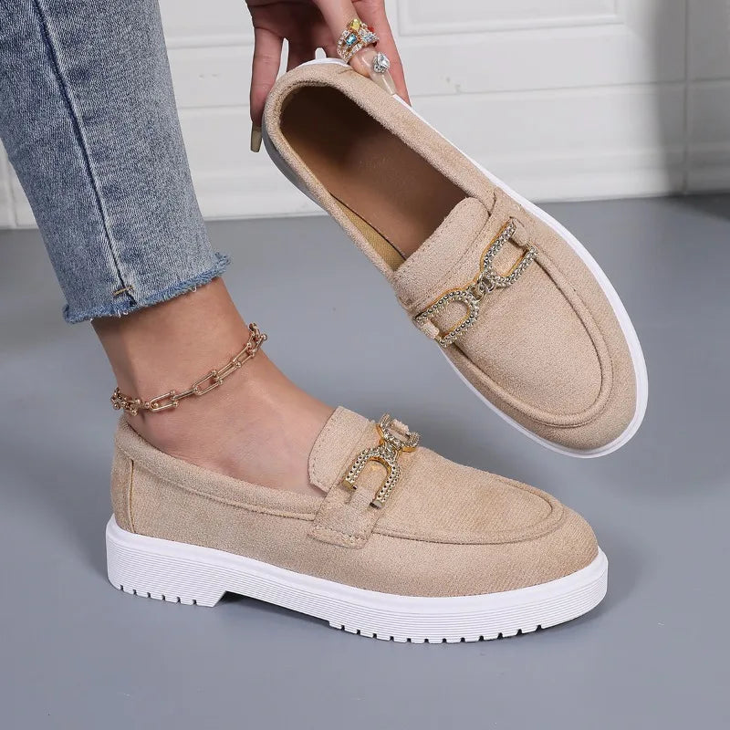 2025 Fashionable Versatile Women Flats Fashion Suede Outdoor Casual Zpaxo Khaki 42