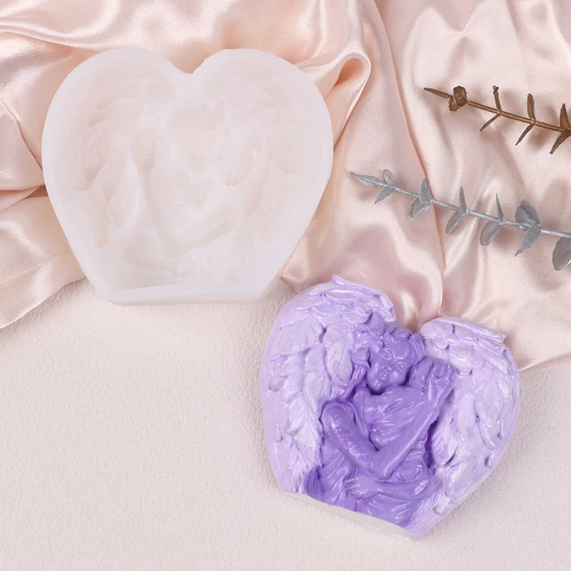 Angel Mother and Baby Candle Silicone Mold for Mother's Day DIY Aroma Soap Gypsum Wax Clay Craft Ornament Making Mold Home Decor Zpaxo