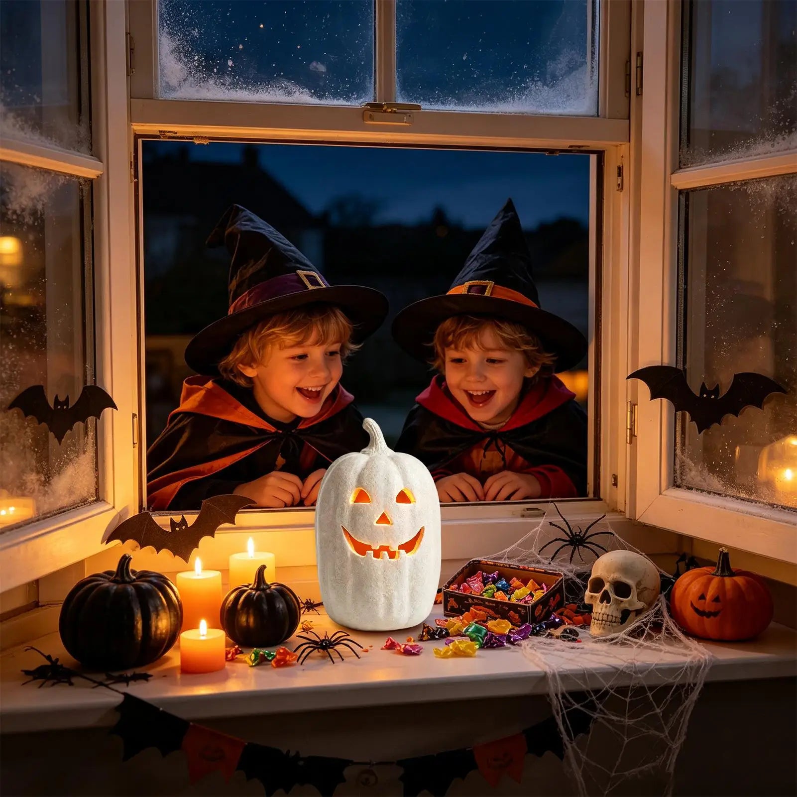 Pumpkin Lanterns Decor Handmade Resin Lantern Centerpiece Halloween