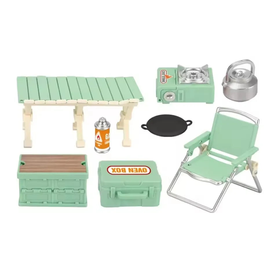 Realistic Miniature Camping Picnic Furniture Doll House Portable Zpaxo Light Green