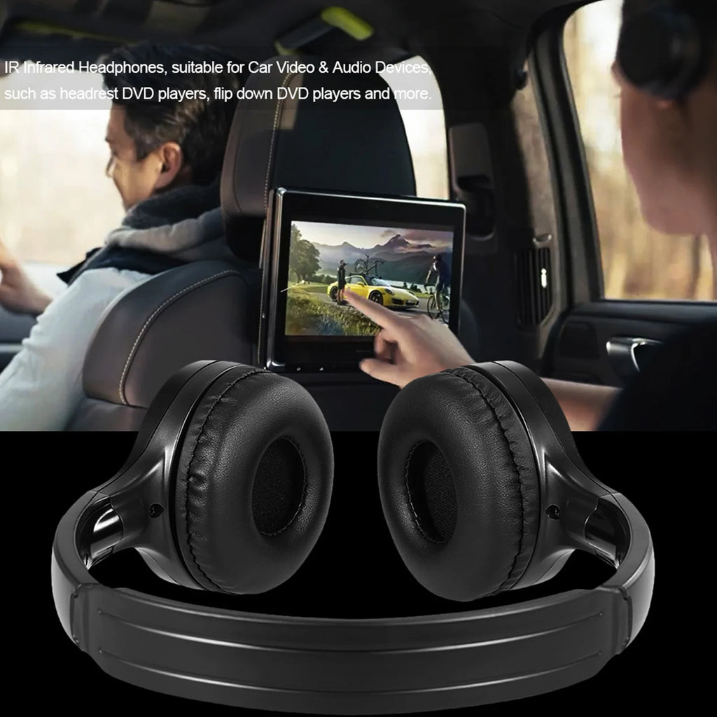 Dual Channel IR Infrared Wireless Car Headphones Stereo Headset Wired