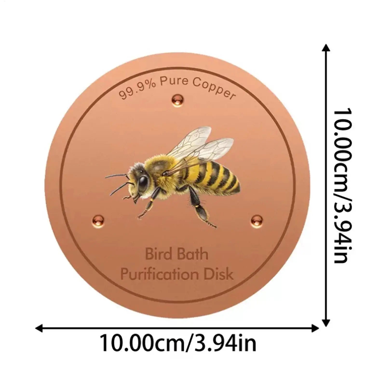 Bird Bath Purification Disk Bee Pattern Birdbath Cleaner Copper Bird Bath Purification Disk For Outdoor Garden Deck Patio Bowl Zpaxo