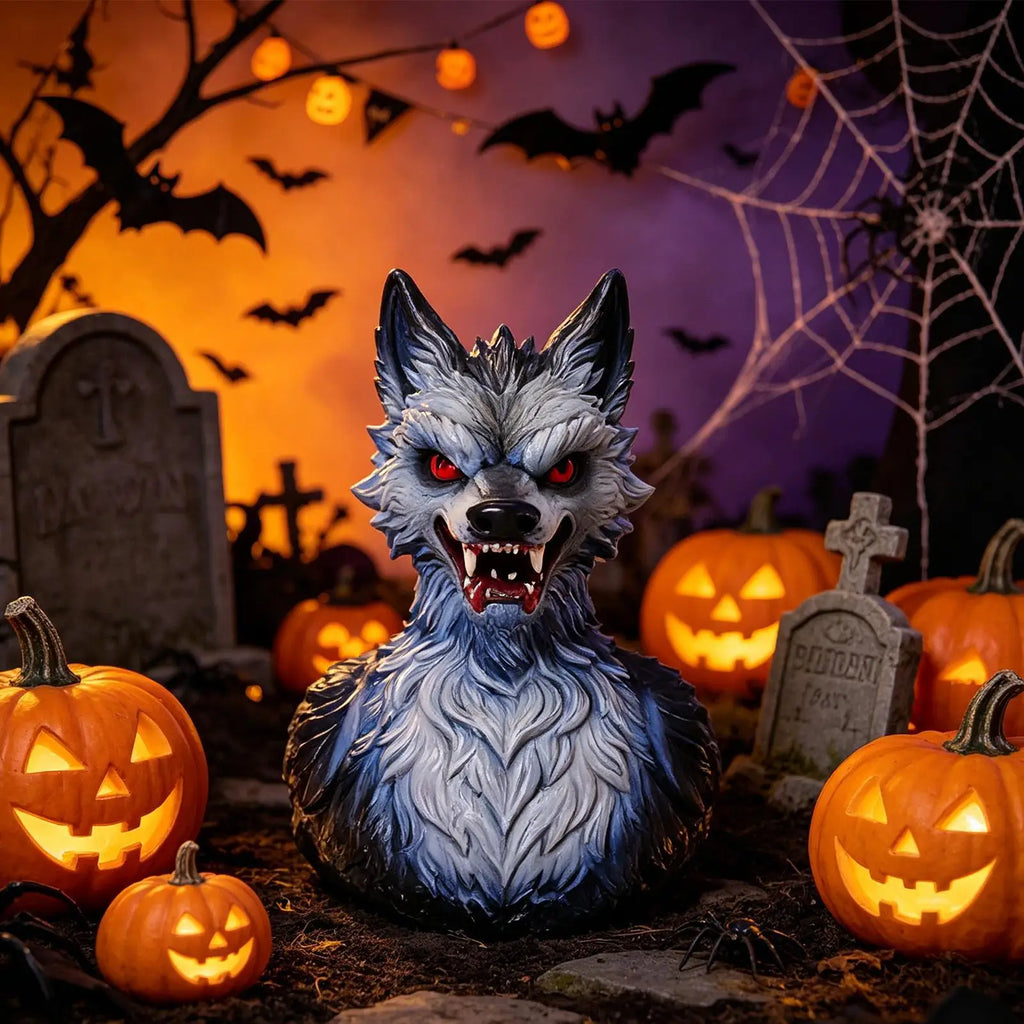 Werewolf Duck Statue Resin Halloween Gothic Decor Creepy Wolf