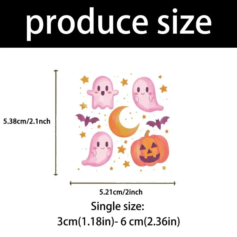 652F 50Piece Removable Cartoon Halloweens Stickers Pink Transparents Pet Material Multiple Device Compatible Diy Craft Supplies Zpaxo