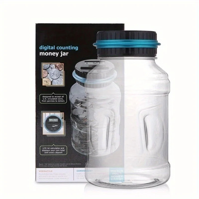 Clear Coin Saver Battery Operated Money Bank Large Bucket Savings Box