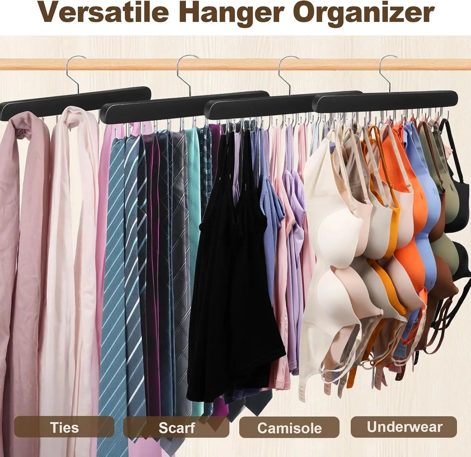 Wooden Bra & Vest Hanger Organizer Rack | Dorm & Apartment