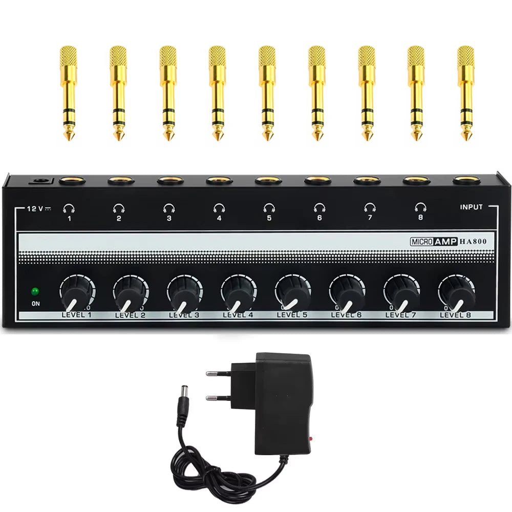 Headphone Amplifier 8 Channels Stereo Audio AMP Ultra-compact