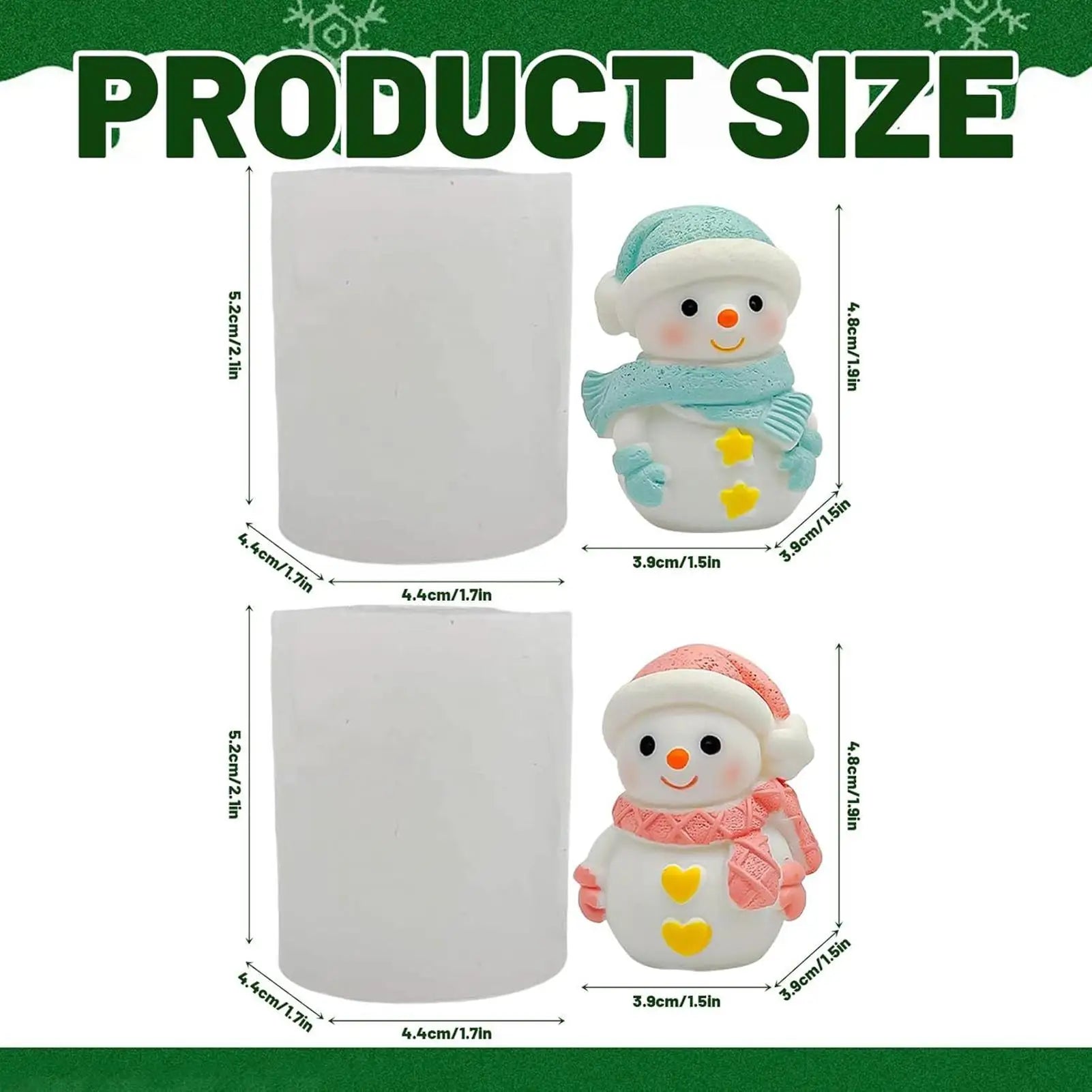 Cute Christmas Molds Resin Easy Release Snowman Candle Soap Making
