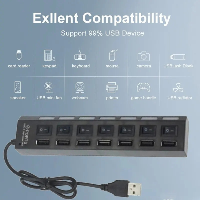 Switch Extension Hub 7-port USB2 0 Computer USB One Drag Seven Zpaxo