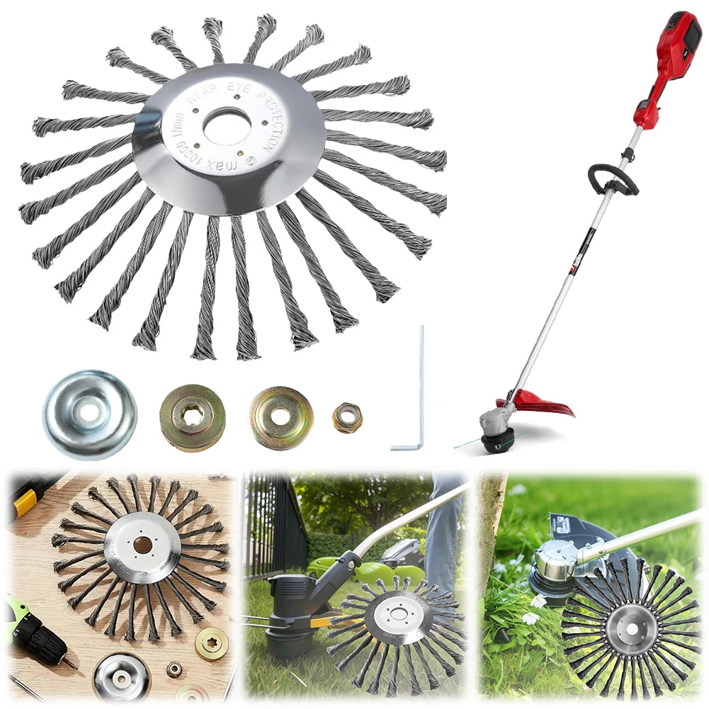 Wire Brush Trimmer Head Universal Garden Weeding Removal Rust Adapter