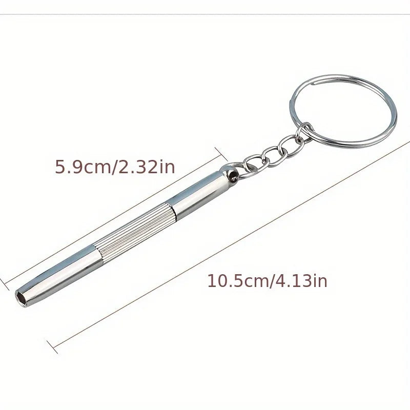 Stainless Steel Eyeglass Screwdrivers Keyring Interchangeable Tips