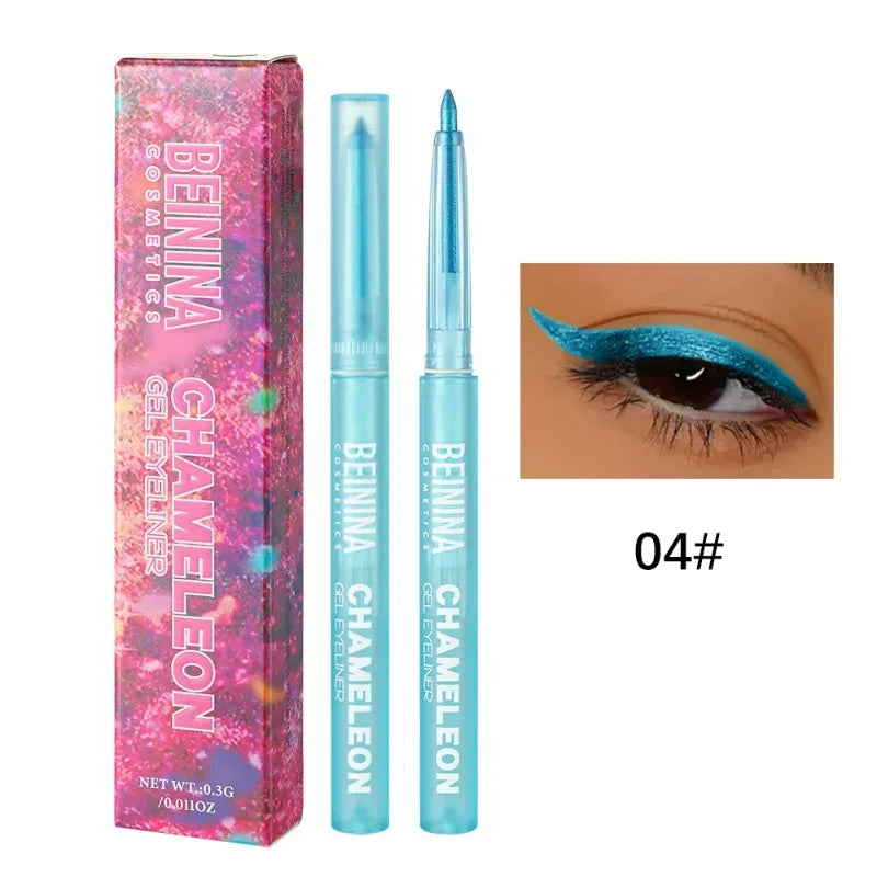 Shiny Chameleon Yellow Eyeliner Gel Pen Metallic Eyeshadow Multicolor Eye Liner Pearlescent Polarized Inner Eyes Pigment Makeup Zpaxo 04