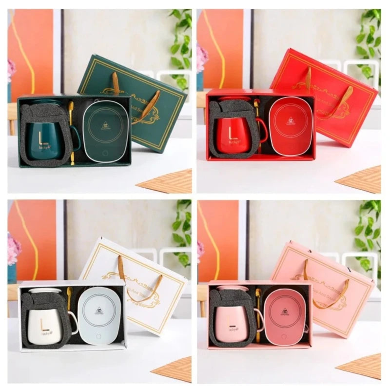 Smart Self-heating Cup 55 C Constant Temperature Box Mug Spoon