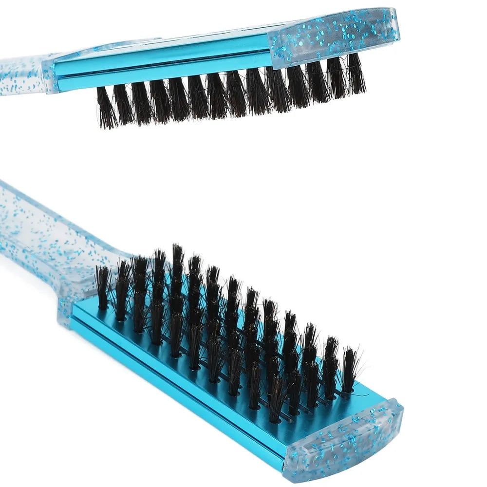 Multifunction Hair Straightener Clamp Brush Blue ABS Straightening Clamp Brush Exquisite Double Sided Straightener Brush Zpaxo