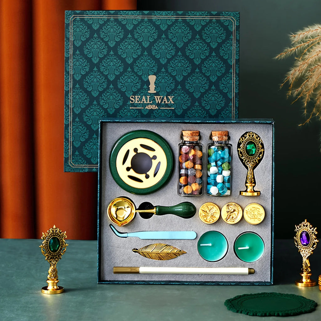 DIY Wax Seal Stamp Kit With Gift Box, Sealing Wax Warmer, Envelopes, Candles, Wax Stamp, Metallic Pen For Letter Sealing Zpaxo