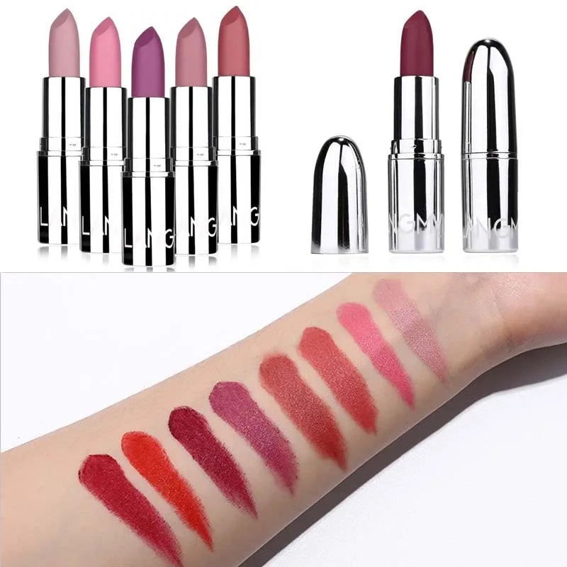 8 Colors Bullet Matte Lipstick Waterproof Long-lasting Velvet Lips