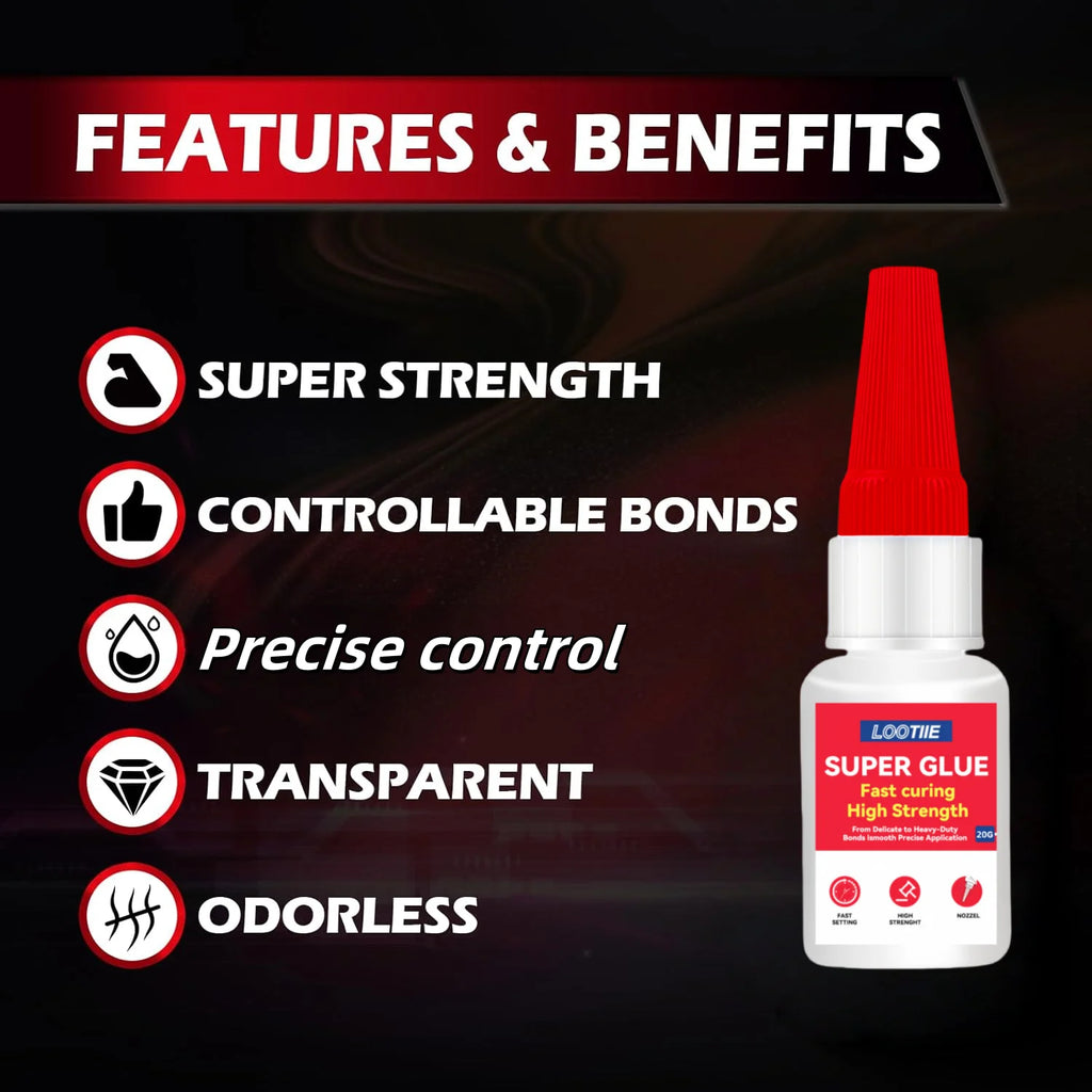 4pcs Super Fast Bonding Glue - 10s Quick Fix Adhesive for Plastic/Metal/Wood/Ceramic/Glass, Multi-Purpose Repair Glue (20g) Zpaxo
