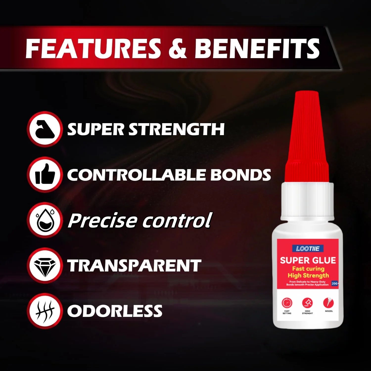 4pcs Super Fast Bonding Glue - 10s Quick Fix Adhesive for Plastic/Metal/Wood/Ceramic/Glass, Multi-Purpose Repair Glue (20g) Zpaxo