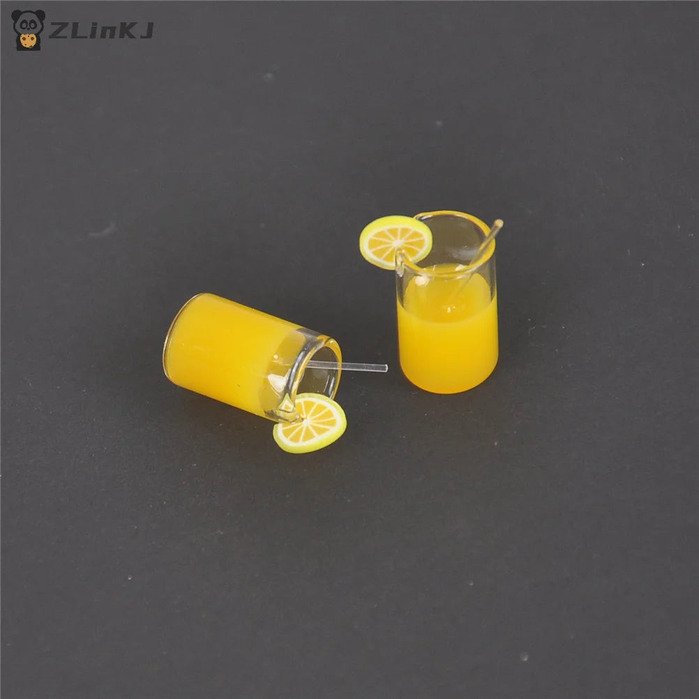 ▶2Pcs Mini Lemon Water Cup 1:12 Dollhouse Accessories Toy Zpaxo
