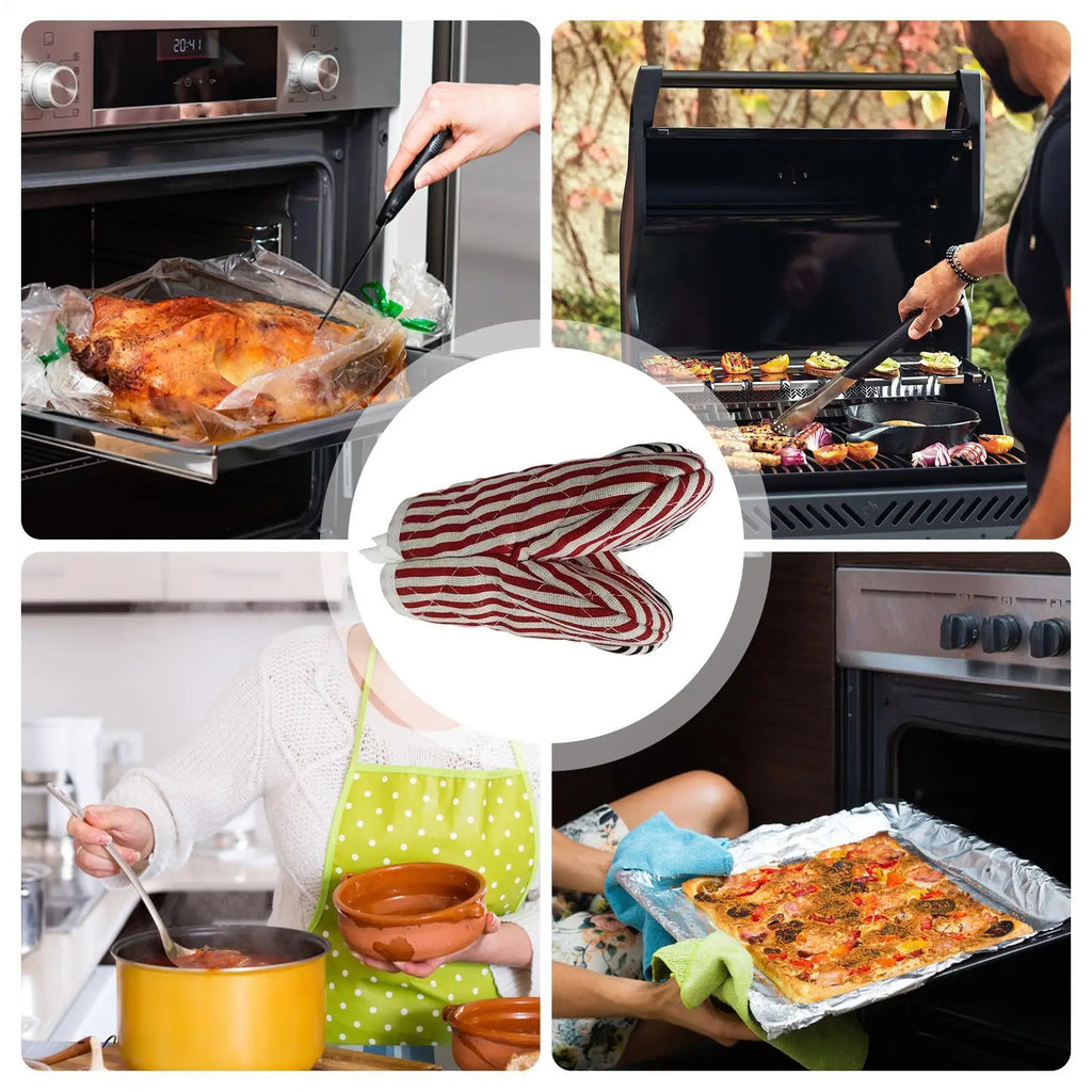 Oven Mitts 1PC Heat-insulating Gloves Potholder Kitchen Anti-scald Microwave Gloves High Temperature Resistant Kitchen Gloves Zpaxo