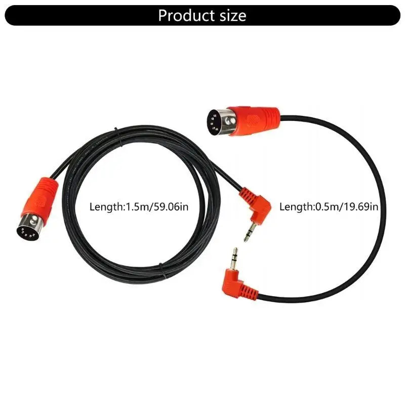 652F 90 Degree 5Pin DIN Cable 3.5mm TRS to DIN 5PIN Male Stereo Plug Adapter Cord for Sound Card and Instrument Zpaxo