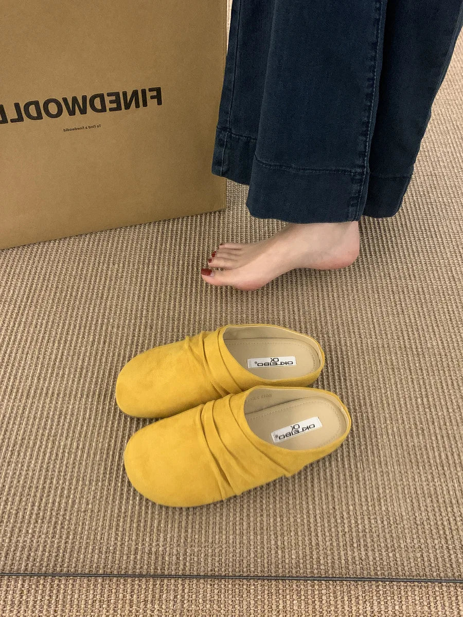 Flat Shoes for Women Thick Soled Soft Boken Shoes for Women Spring Autumn 2025 New Outerwear Retro Round Toe Ladies Shoes Zpaxo yellow 38